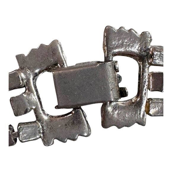 Vintage Juliana  Silver Tone Blue Glass Rhinestone Bracelet  7" Elegant Art Deco - Picture 6 of 8